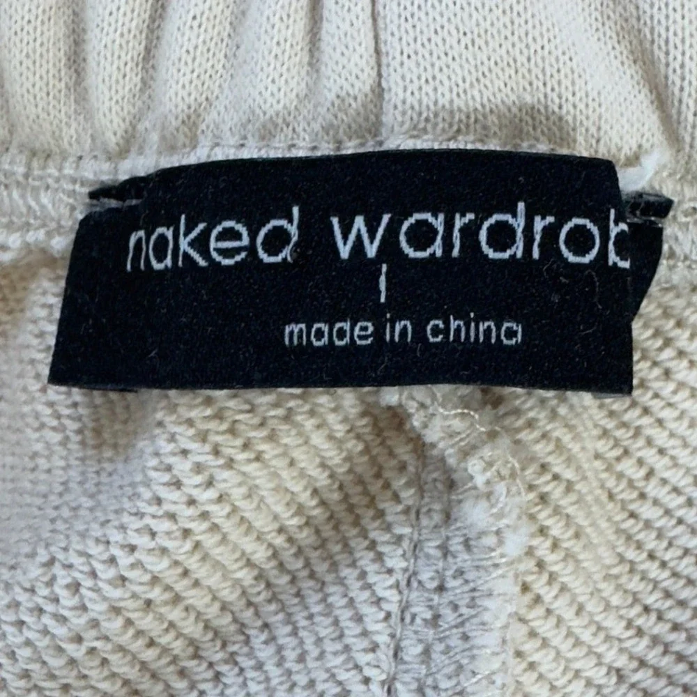 Naked Wardrobe Large Cream Beige‎ French Terry Sweatpants New Large Cotton L